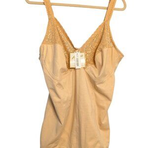 Rago Womens Nude Lace Shapewear Bodysuit Style 8620 Size 46F NWT